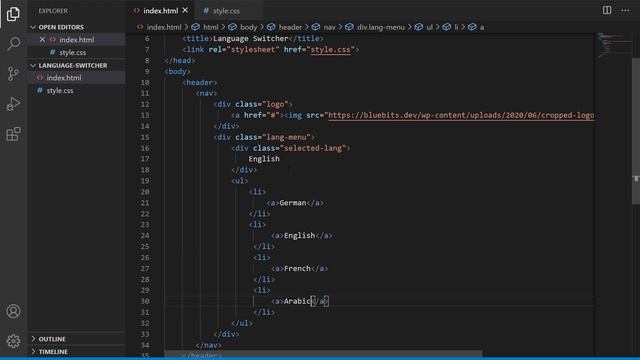 Creating Language Switcher (Dropdown) HTML + CSS with Flexbox