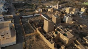 4K Aerial view of an old village with mud houses, Asir province, Ahad Rufaidah, Saudi Arabia