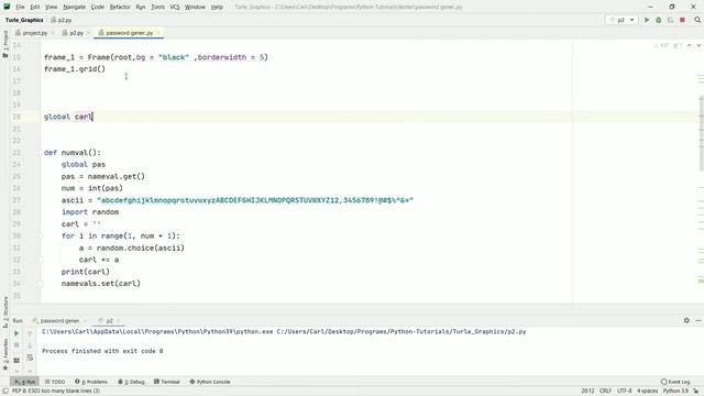 Password generator program using Tkinter - Part 2 - Creating the GUI window - Python