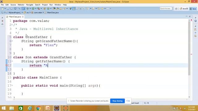 Java Multilevel Inheritance смотреть онлайн