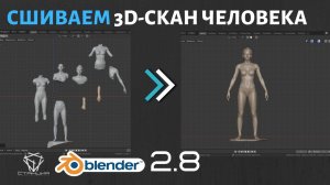 Сшивание отсканированных частей человека после 3D-сканирования в Blender