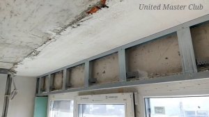 короб - откос из гипсокартона над окном. Каркасная конструкция на профилях.