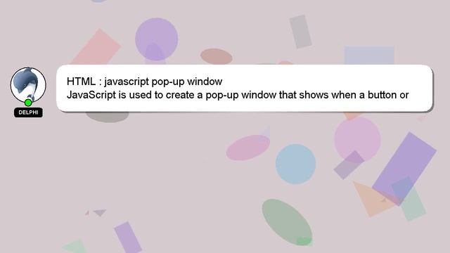 HTML : javascript pop-up window