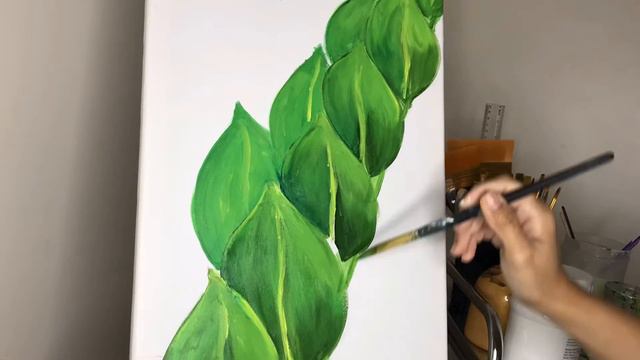 Acrylic Painting: ZZ Plant | Leaf Painting смотреть онлайн