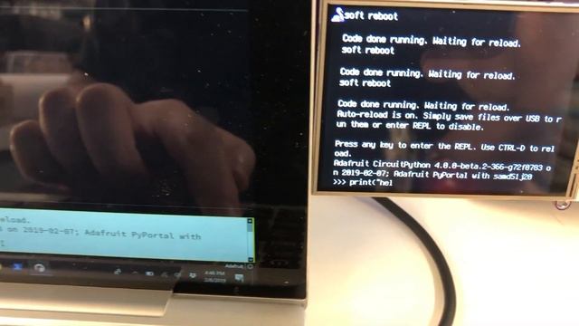 CircuitPython powered "secondary display" for Mu (REPL) "hello world" @adafruit @CircuitPython