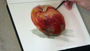 Акварель: Красное Яблоко