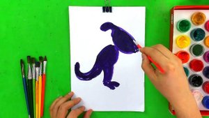 Как рисовать ДИНОЗАВРА - рисуем красками для детей