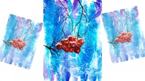 Как нарисовать ветку рябины. Рисуем морозный день. Рисуем зимний пейзаж с детьми