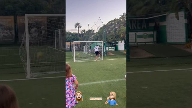 Ruslan Malinovsky teaches his daughter football.