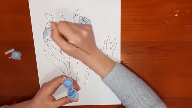Как нарисовать Подснежники легко и просто. Поэтапно учимся рисовать Подснежники гуашью. смотреть онлайн