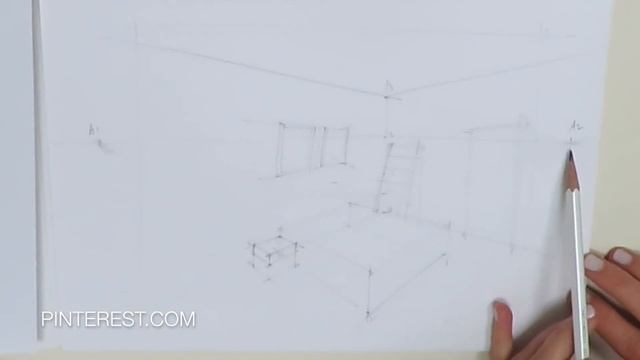 ✏️ОСНОВЫ СКЕТЧИНГА/ЧАСТЬ I: угловая перспектива спальни в 2 точки (карандашный рисунок)