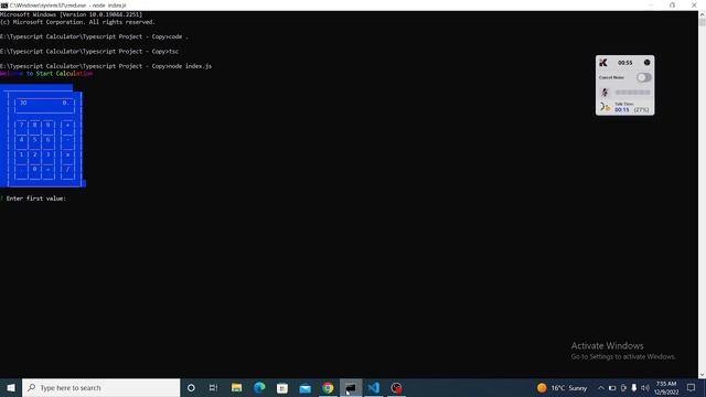Typescript Calculator Command Line NPM Package using Gradient-String.