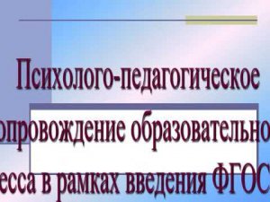 Психолого-педагогическое сопровождение образовательного процесса в рамках введения ФГОС НОО