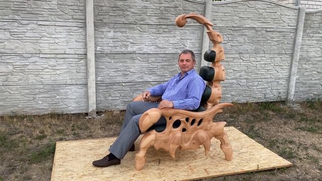 Резное кресло Скорпион Scorpion carved wooden chair art Dzoz Vladyslav https://dzoz.us/ смотреть онлайн