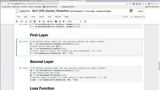MLP for XOR solution with Tensorflow implementation смотреть онлайн