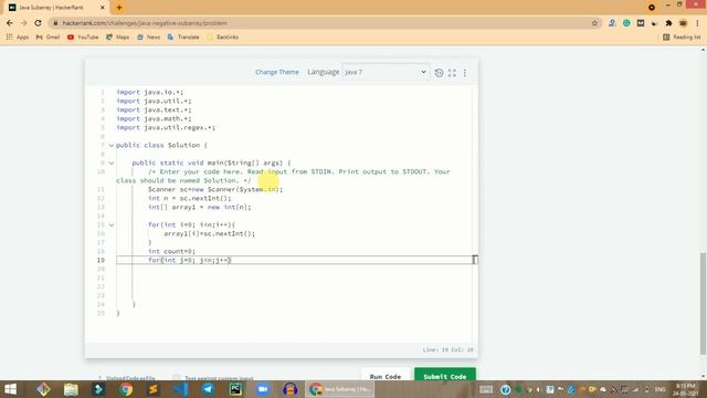 HackerRank Java Subarray problem solution in Java | Java problems solutions | Programmingoneonone