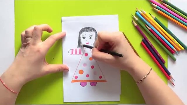 "КУКЛА В САРАФАНЕ" рисование цветными карандашами