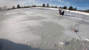 Ice Fishing HALF FROZEN POND—Early Ice SUCCESS!!!