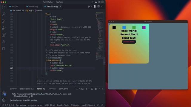Python Tutorial - Flet Framework [Basics] For Beginners