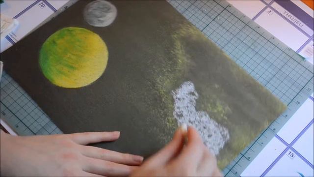 Space oil pastel on construction paper. смотреть онлайн