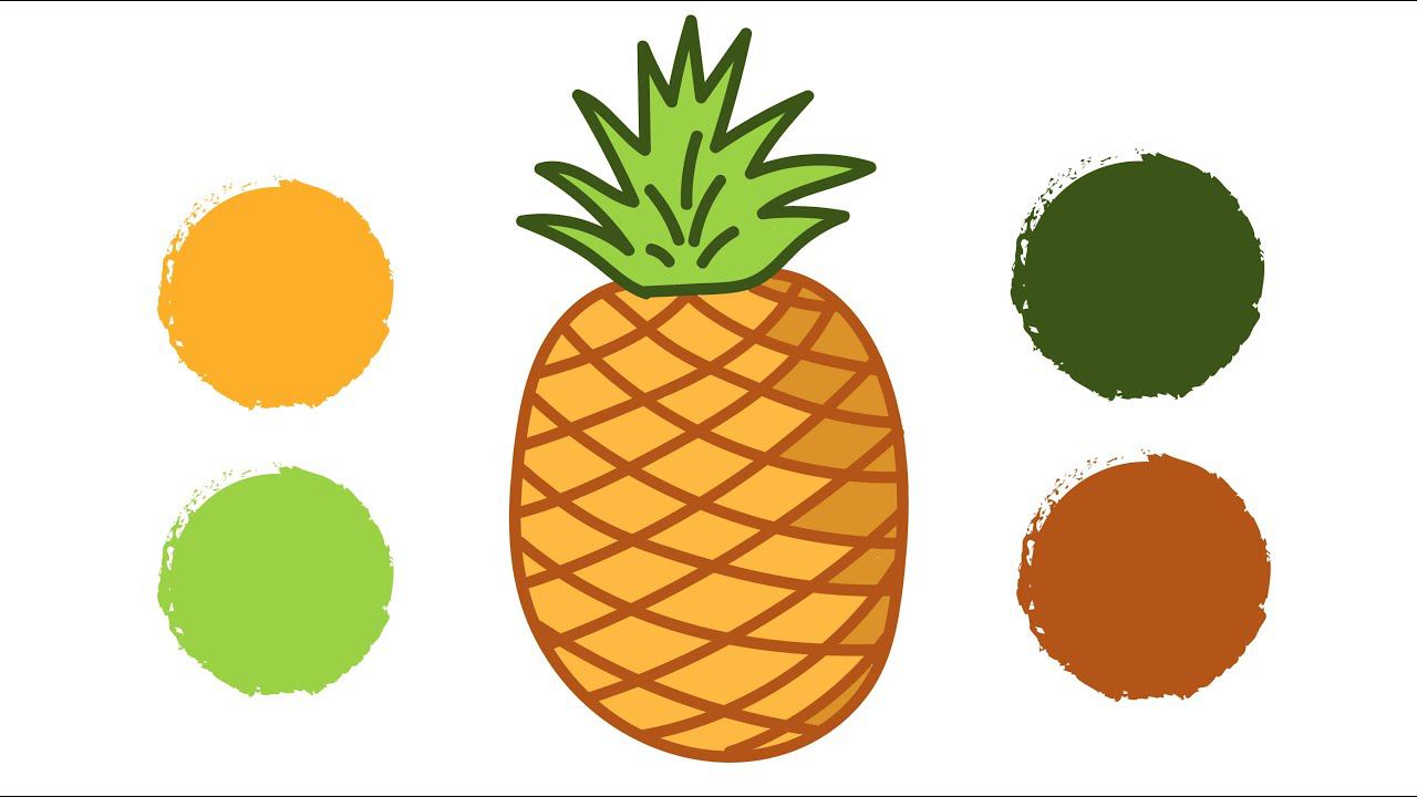 Как нарисовать АНАНАС / Раскраска АНАНАС / How to draw PINEAPPLE / PINEAPPLE / Краски Раскраски смотреть онлайн