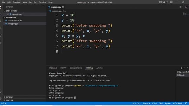 #2 swap two number in python