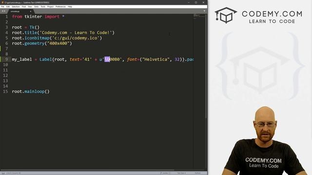 Unicode Characters & Special Characters - Python Tkinter GUI Tutorial #51
