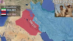 Iran-Iraq War Every Day using Google Earth