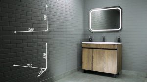 Тумба под раковину "Modul 100"Dolche Dark + Зеркало Elis 100 white с подсветкой