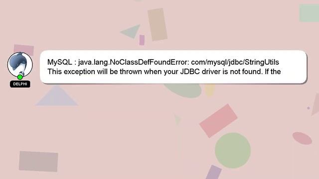 MySQL : java.lang.NoClassDefFoundError: com/mysql/jdbc/StringUtils смотреть онлайн