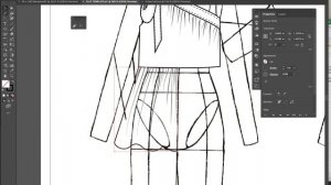 Technical sketch of One shoulder smock dress | Sewing pattern 81000 | AI. | Adobe illustrator