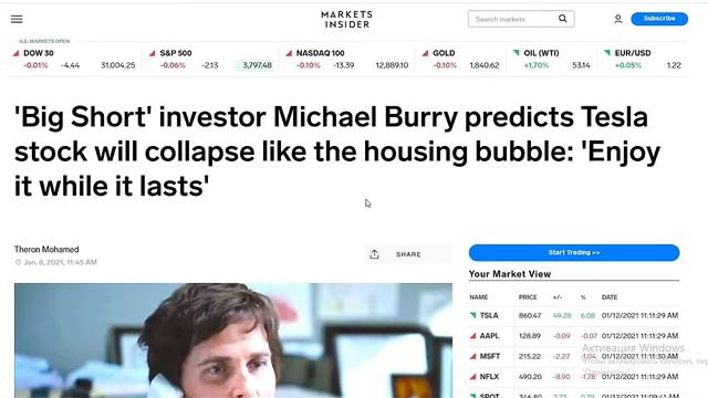 Tesla (TSLA). Ставка на обвал от Майкла Бьюрри (Michael Burry)