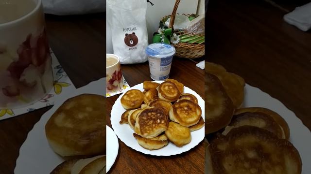 воздушные оладушки на кефире #еда #food 200 гр муки