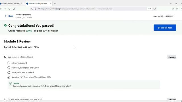 Coursera: Introduction to Java by LEARNQUEST | Week 1 Answers