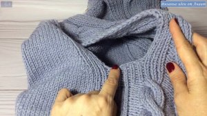 Жилет спицами снизу вверх без шва "Серые облака"