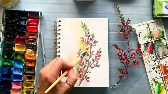 Осенний сюжет акварелью. Уроки рисования для начинающих на моём канале смотреть онлайн