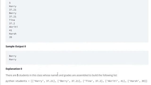 nested lists hackerrank solution python