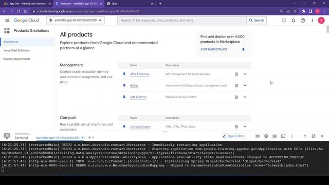 App Dev - Adding User Authentication to your Application: Java  Qwiklab