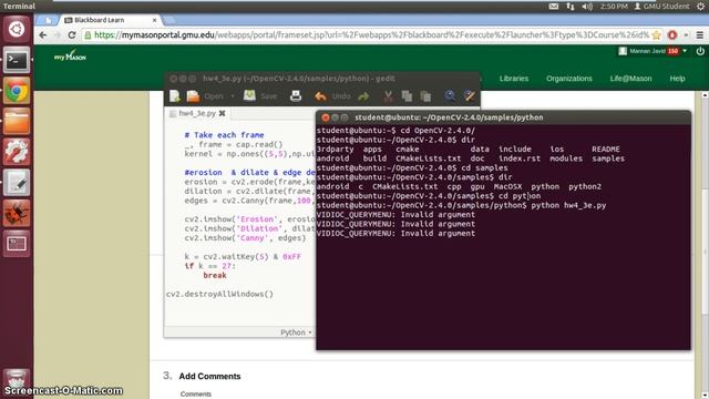 Applying Filtering Effects to a webcam feed - Erosion, Dilation + Edge Detection - openCV part 3b смотреть онлайн