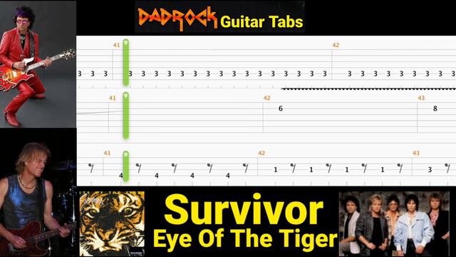 Eye Of The Tiger - Survivor - Guitar + Bass TABS Lesson смотреть онлайн