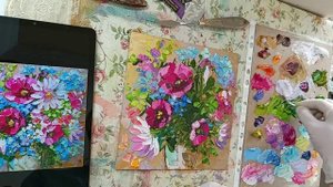 Яркие Картины навсегда :-) ПИШУ КАРТИНУ - цветы мастихином Наталия Ширяева