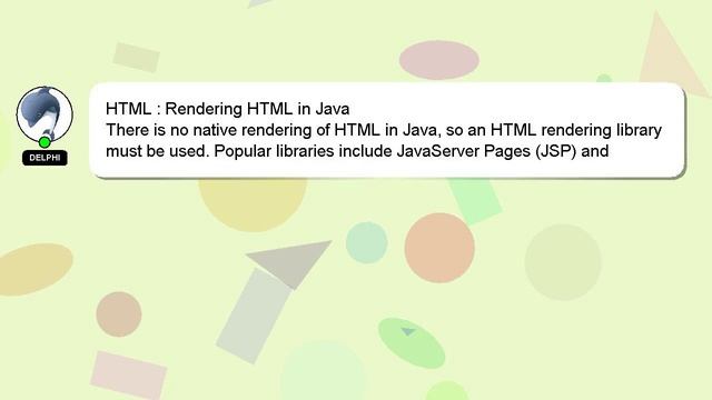 HTML : Rendering HTML in Java смотреть онлайн
