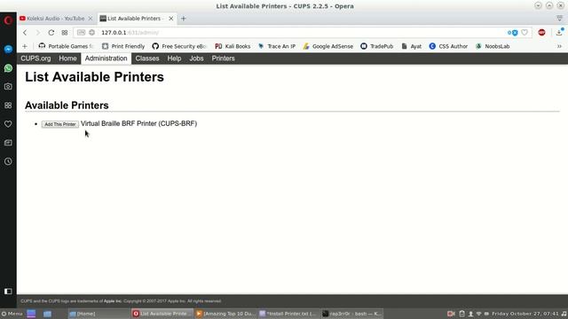 Adding Printer on Kali Linux смотреть онлайн