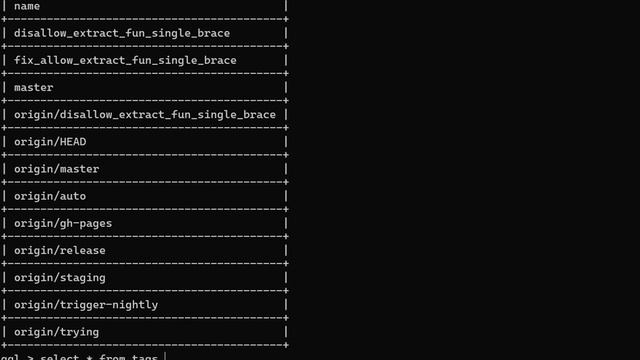 GQL (Git Query Language) Print data in table format смотреть онлайн