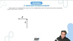 Турист прошел 6 км в направлении на север и затем 8 км в направлении на запад - №22616