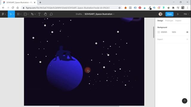 #14 Figma. Как создать красивую иллюстрацию космоса. К 60-летию первого полета человека в космос смотреть онлайн