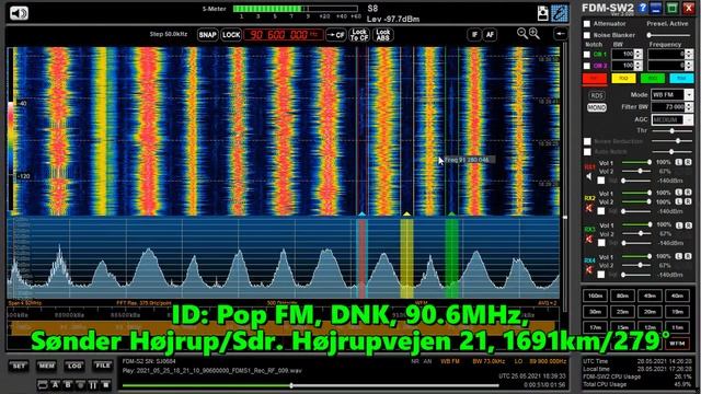 25.05.2021 18:29UTC, [Es], Pop FM, Дания, 90.6МГц, 1691км