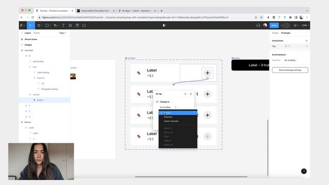 Dynamic prototyping with variables / Figma tutorial
