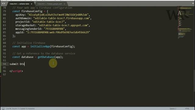 firebase web CRUD write data and get them to a table - firebase web create update delete