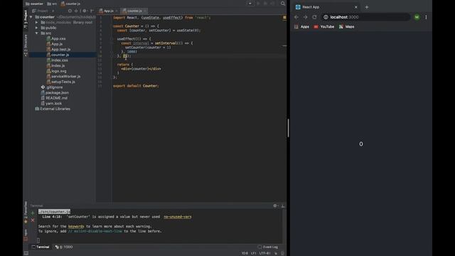 ReactJS interview questions - counter with React hooks.